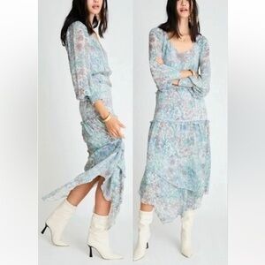 NWT LoveShackFancy Carrillo Asymetric Shirred Dress SM